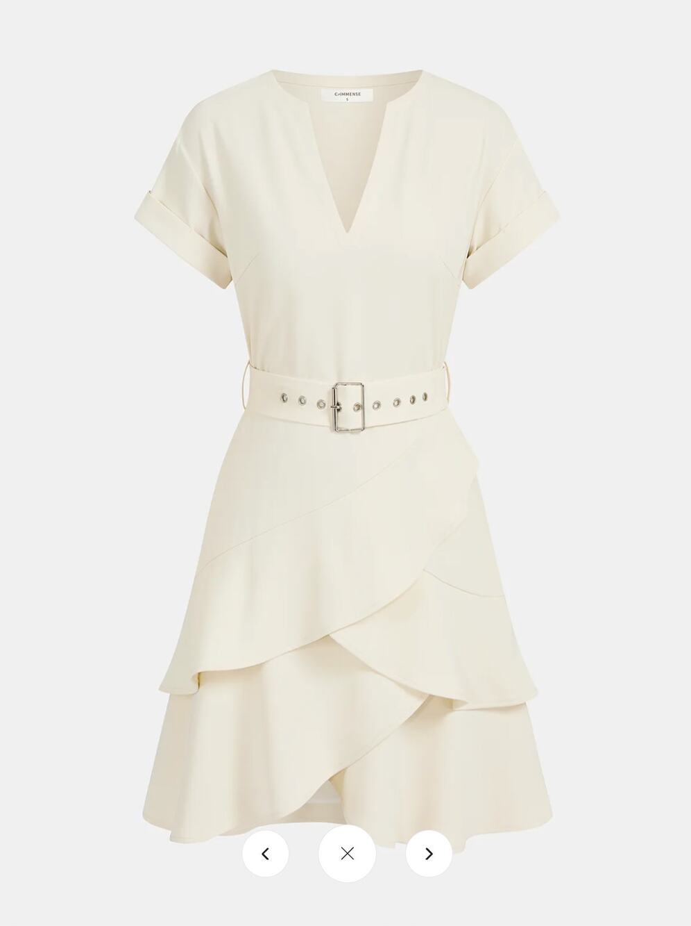 NWT Commense Belted V-Neck Short Sleeve Ruffle Dress SZ XL